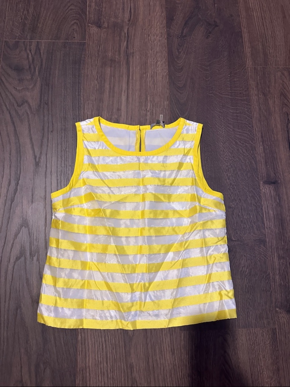 Vince Camuto Yellow and White Striped Sleeveless Tank